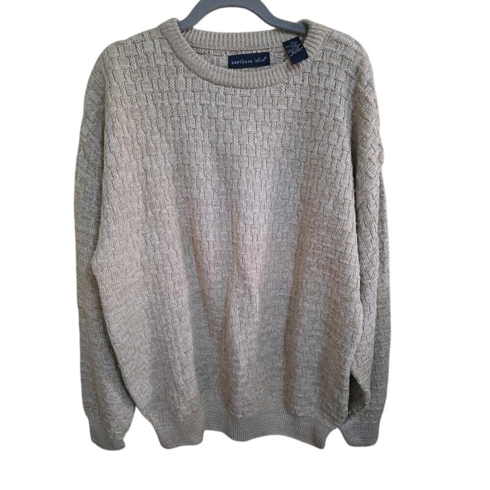Men's Vintage Northern Isles 100% Cotton Sweater Light Oatmeal Cottage Large
